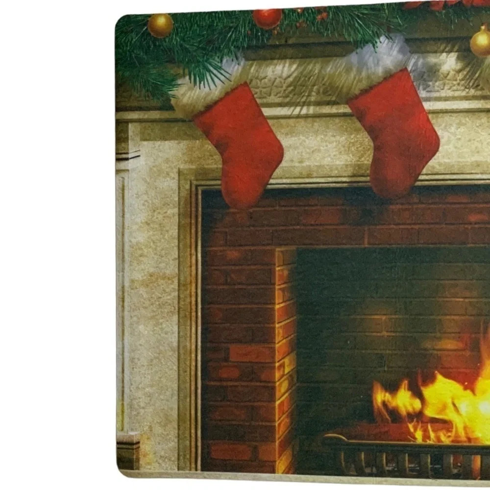 Holiday Doormat Fireplace Christmas Stockings Rectangle 16 X 24 In Multicolor